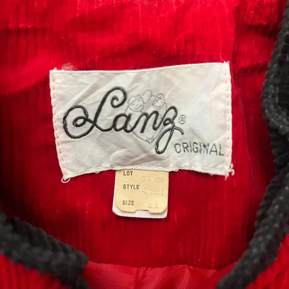 Lanz Original Vintage Blazer Size S Red Corduroy Black Trim Lined Jacket